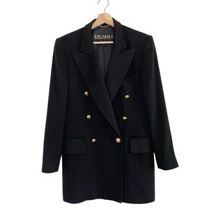 Vintage Escada Margaretha Ley Cashmere Blazer Double Breasted Black EU 38 Medium